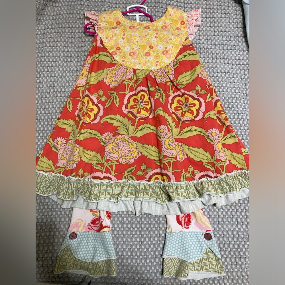Matilda Jane Floral Kids Matching Set - Red, Yellow, Green